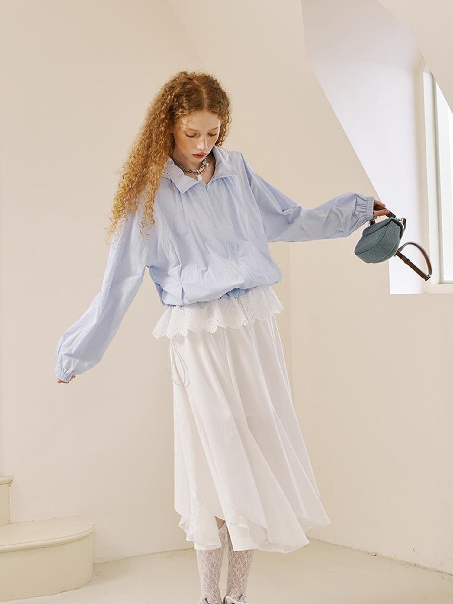 DIDDI MODA Summer Breeze Lace Trim Sun Protection Hoodie Shorts Set