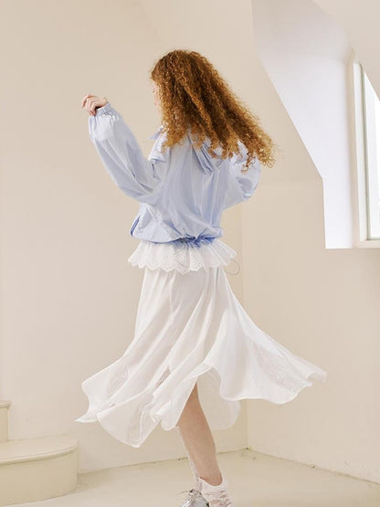 DIDDI MODA Summer Breeze Lace Trim Sun Protection Hoodie Shorts Set