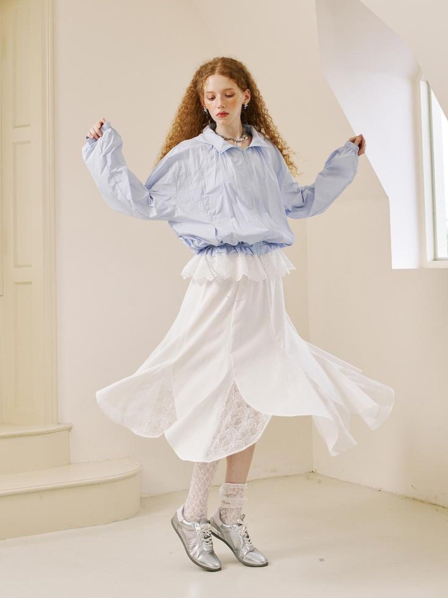 DIDDI MODA Summer Breeze Lace Trim Sun Protection Hoodie Shorts Set