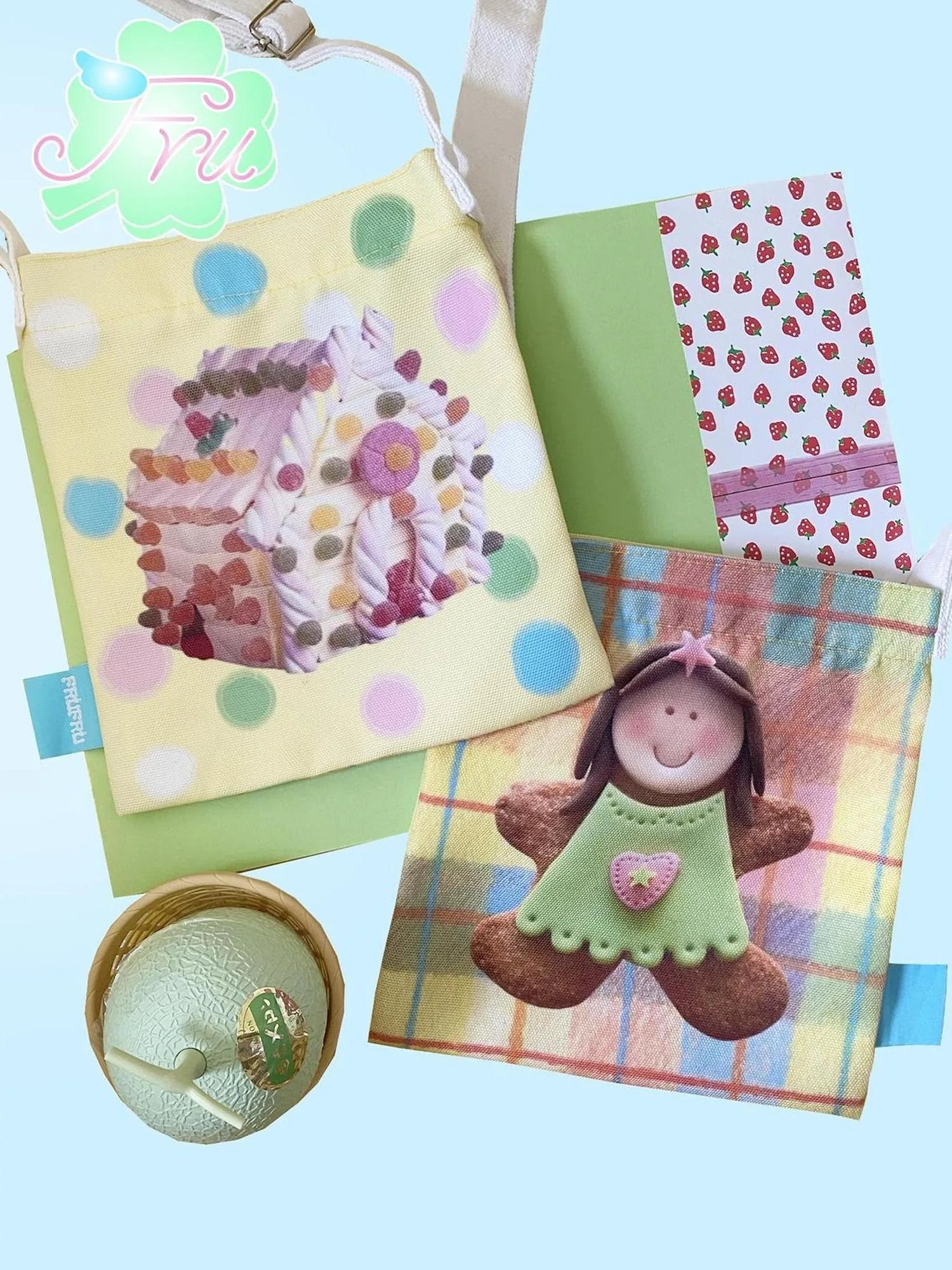 Summer Cute Cotton Candy Dual Sided Canvas Tote For Women