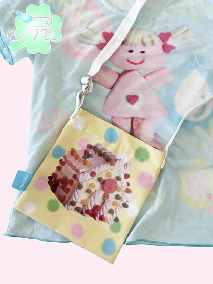 Summer Cute Cotton Candy Dual Sided Canvas Tote For Women