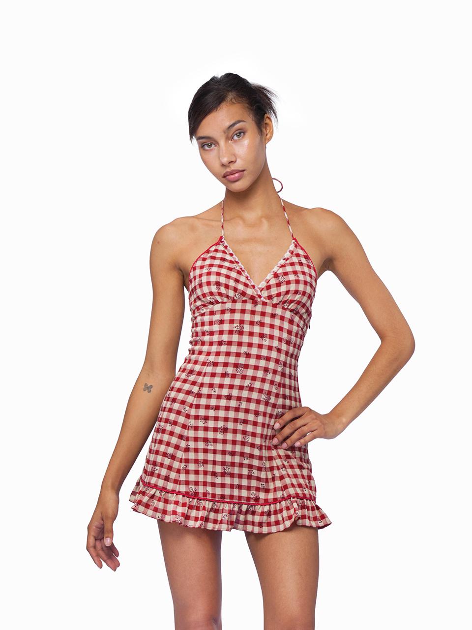 SweetChilling Summer Farmhouse Embroidered Halter Neck Dress