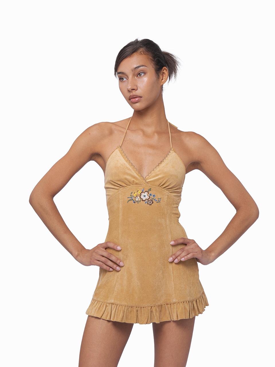 SweetChilling Summer Farmhouse Embroidered Halter Neck Dress