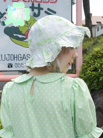 Summer Lace Print Sun Hat For Girls White Reversible 63cm