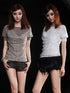 ARIADNAw Summer Lace Trim Peplum Tee With Puff Sleeves