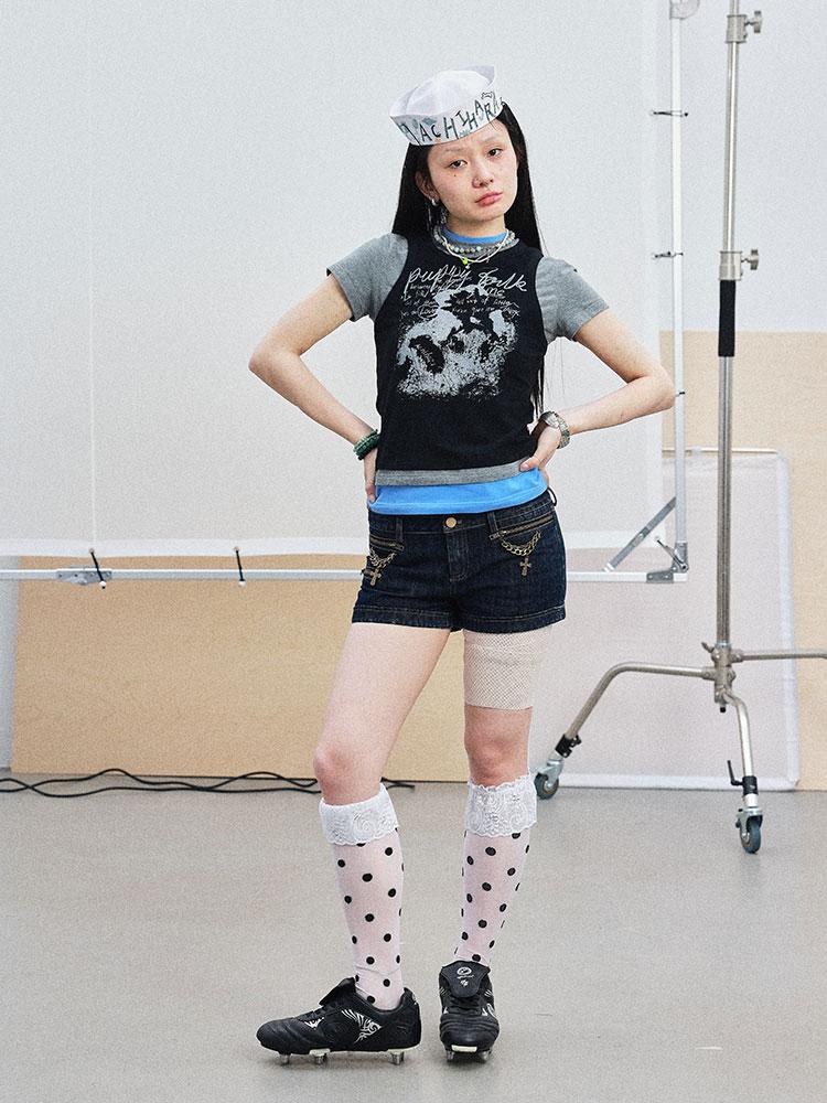 Achihara Summer Layered Short Sleeve T-Shirt For Women