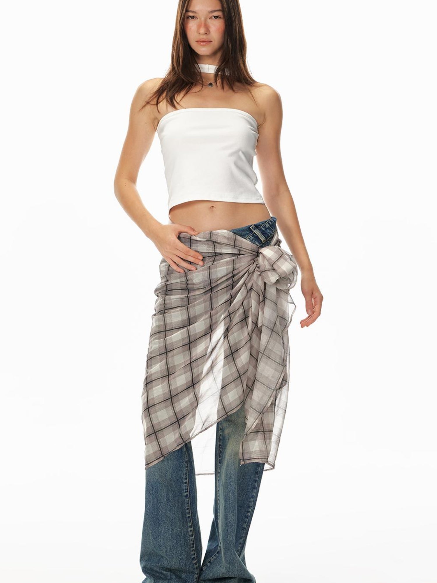 STRIKE A POSE Summer New Floral Print Brown White Scarf For Women