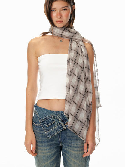 STRIKE A POSE Summer New Floral Print Brown White Scarf For Women