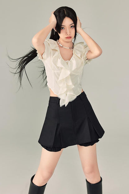 DIDDI MODA Summer Romance Layered Ruffle Crop Top