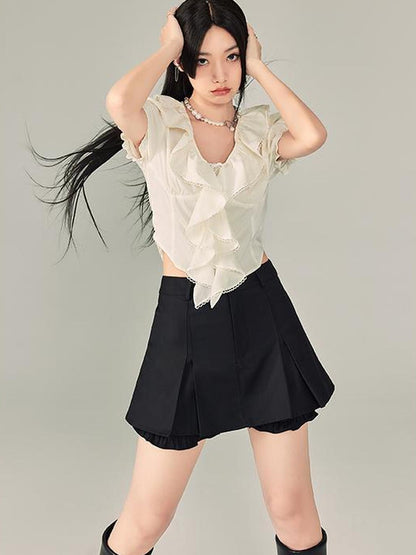 DIDDI MODA Summer Romance Layered Ruffle Crop Top