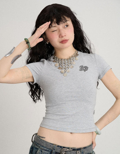 Achihara Summer Slim Fit Waist Defining Cotton T Shirt
