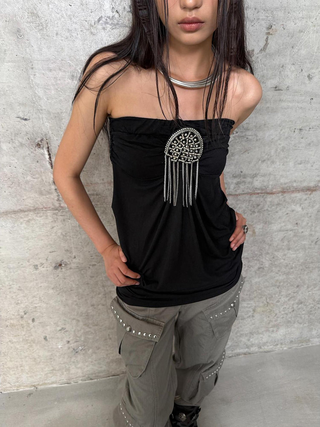 DoublePunch Summer Winter Convertible Halter Metal Trim Corset Top Vest