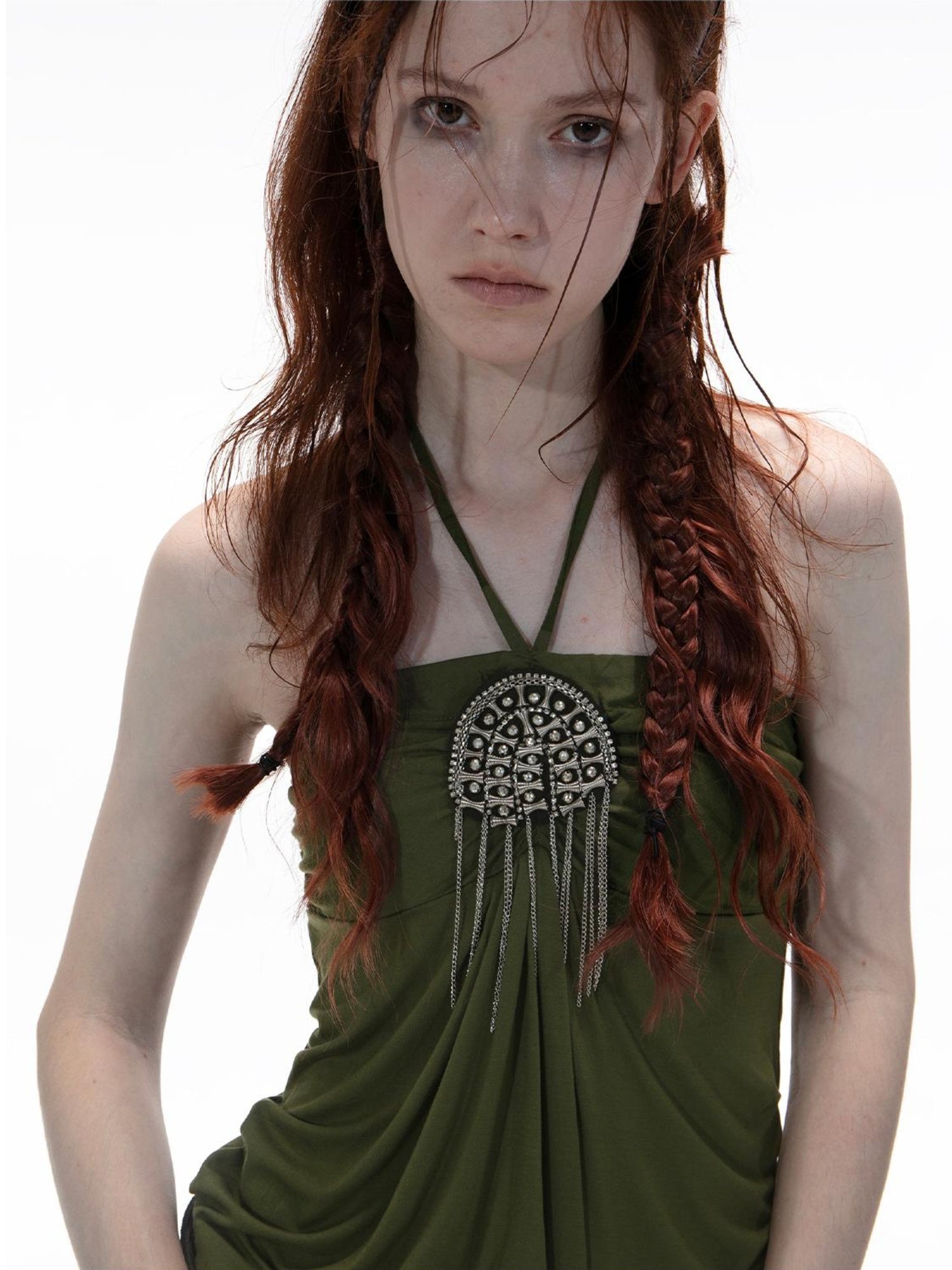 DoublePunch Summer Winter Convertible Halter Metal Trim Corset Top Vest