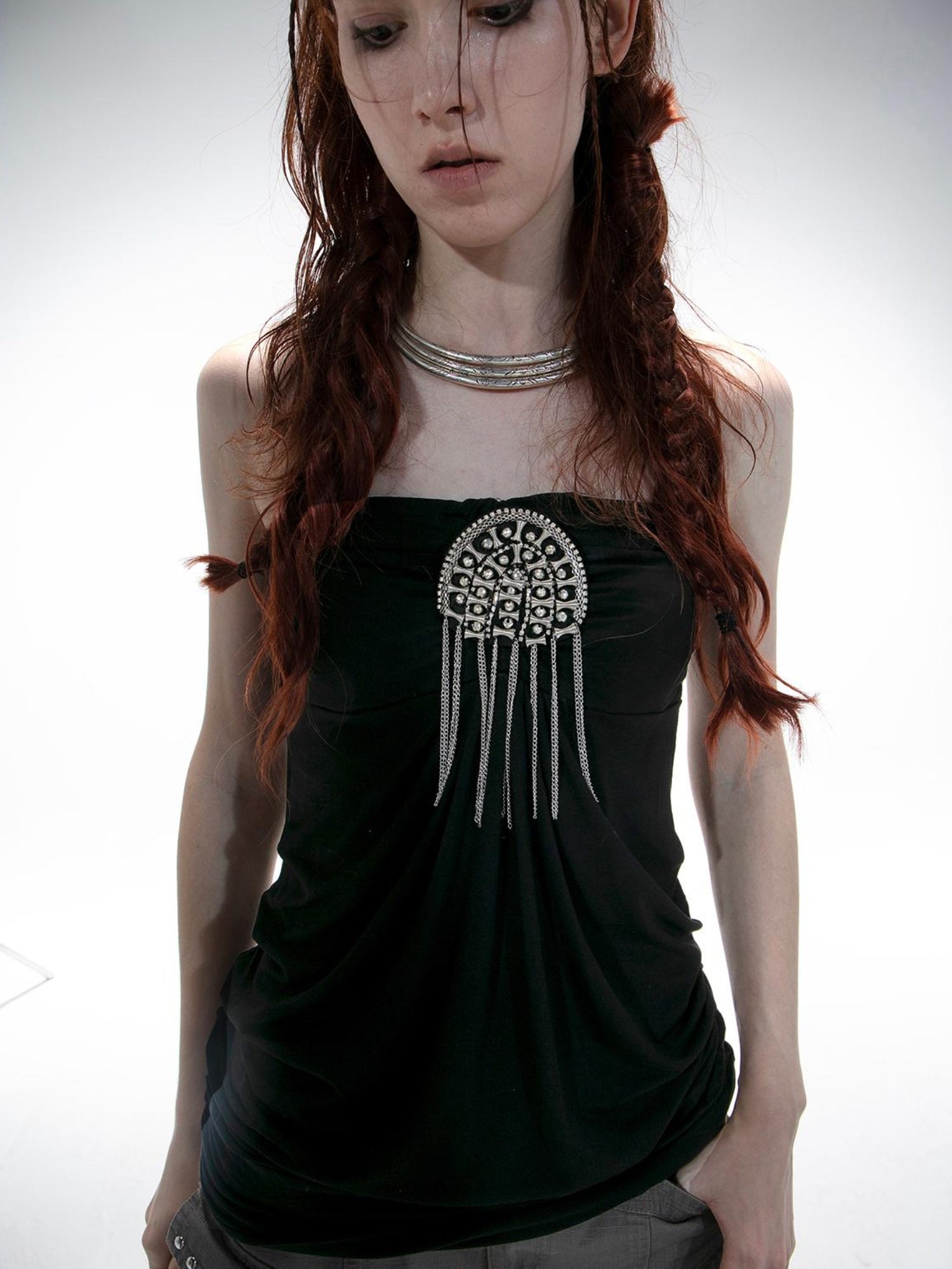 DoublePunch Summer Winter Convertible Halter Metal Trim Corset Top Vest