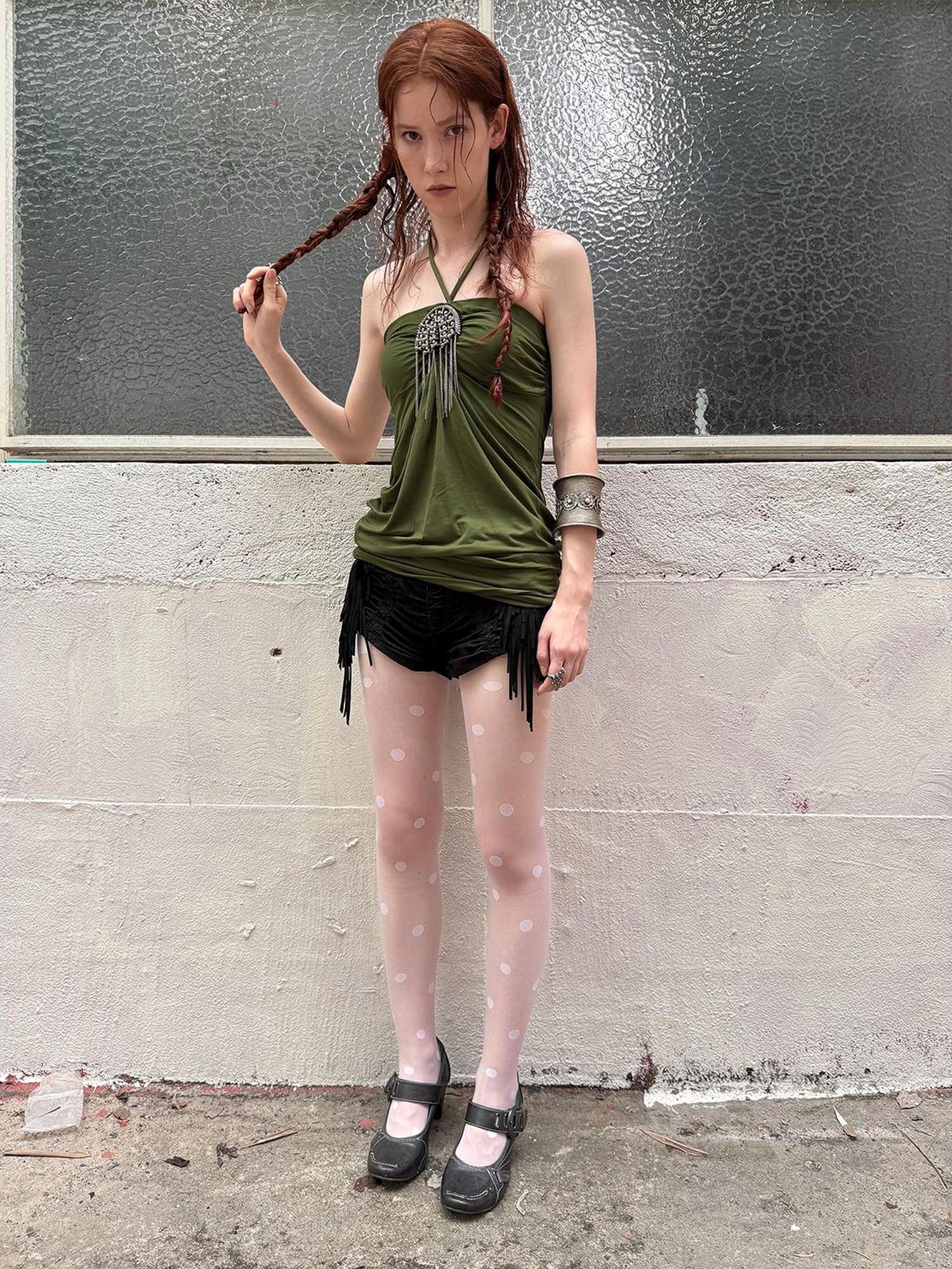 DoublePunch Summer Winter Convertible Halter Metal Trim Corset Top Vest