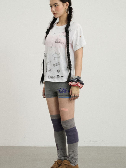 Achihara Summer Women S Distressed Graphic Cotton Knit T-Shirt