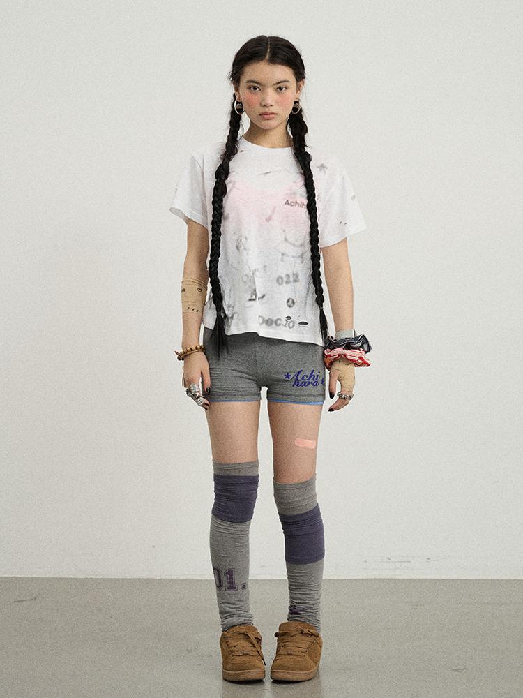 Achihara Summer Women S Distressed Graphic Cotton Knit T-Shirt