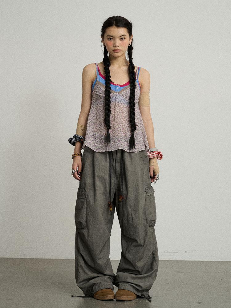 Achihara Summer Womens Lightweight Cotton Blurred Trousers Pants
