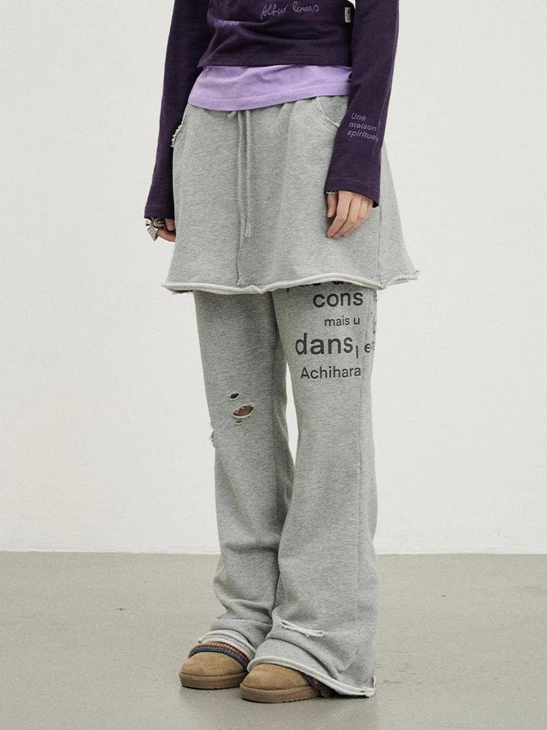 Sunday Park French Print Flared Pants