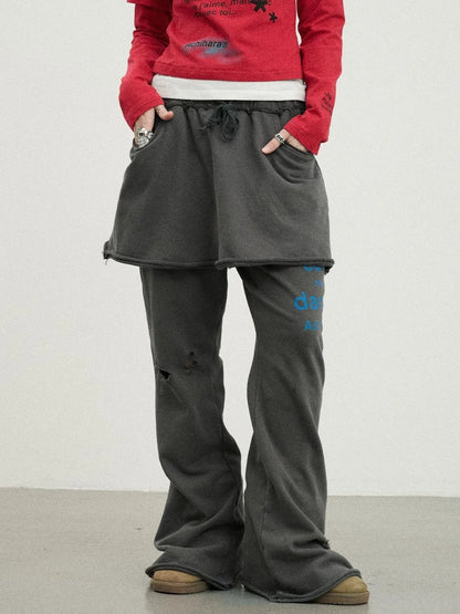 Sunday Park French Print Flared Pants