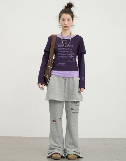 Achihara Sunday Park French Print Flared Pants