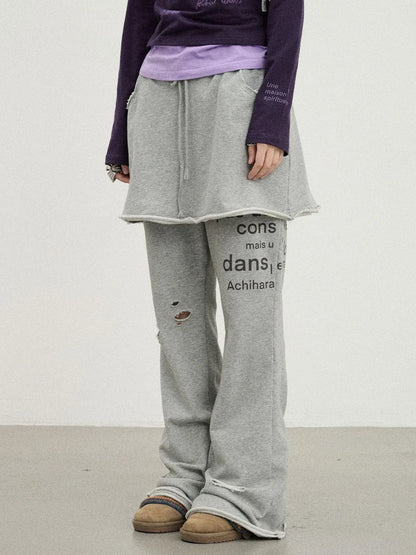 Sunday Park French Print Flared Pants