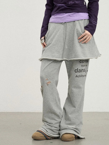Sunday Park French Print Flared Pants
