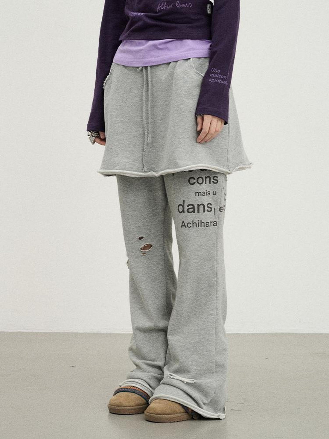 Achihara Sunday Park French Print Flared Pants