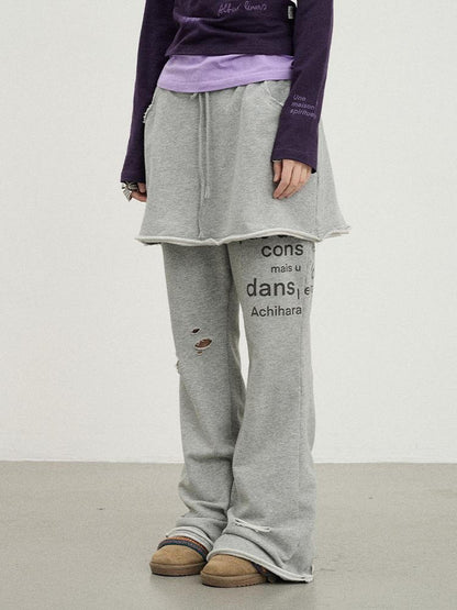 Achihara Sunday Park French Print Flared Pants
