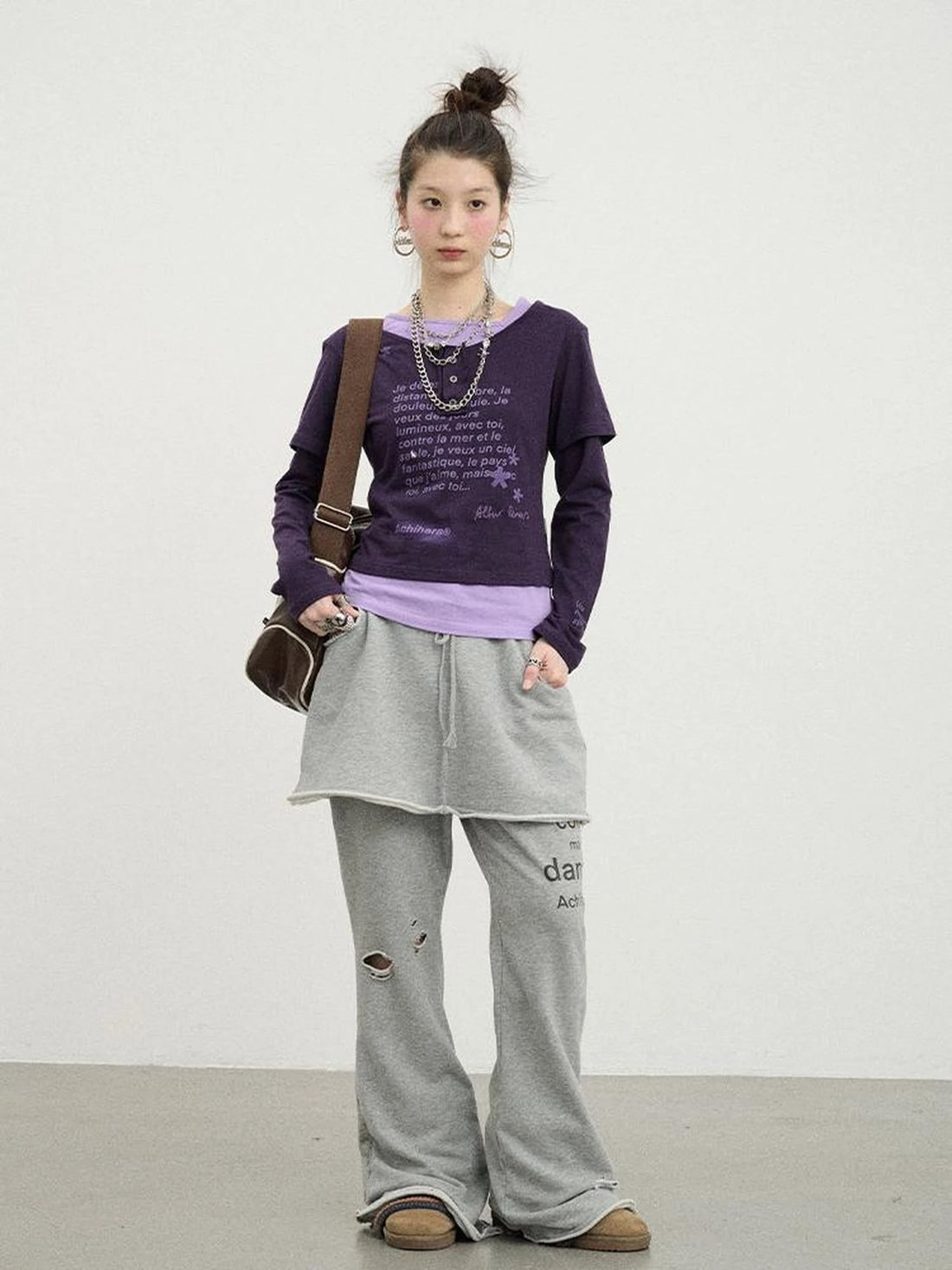 Sunday Park French Print Flared Pants