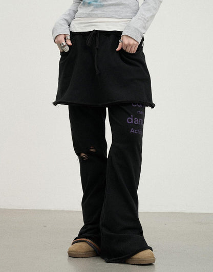 Achihara Sunday Park French Print Flared Pants