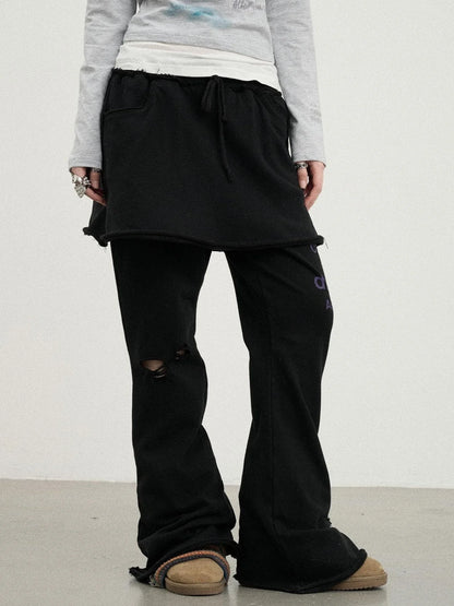 Sunday Park French Print Flared Pants