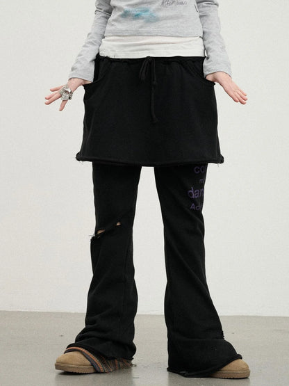 Sunday Park French Print Flared Pants