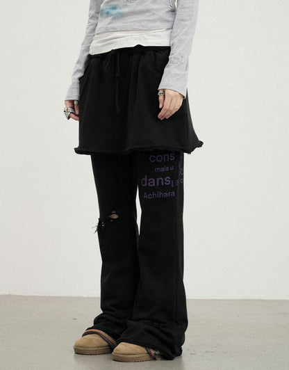 Achihara Sunday Park French Print Flared Pants