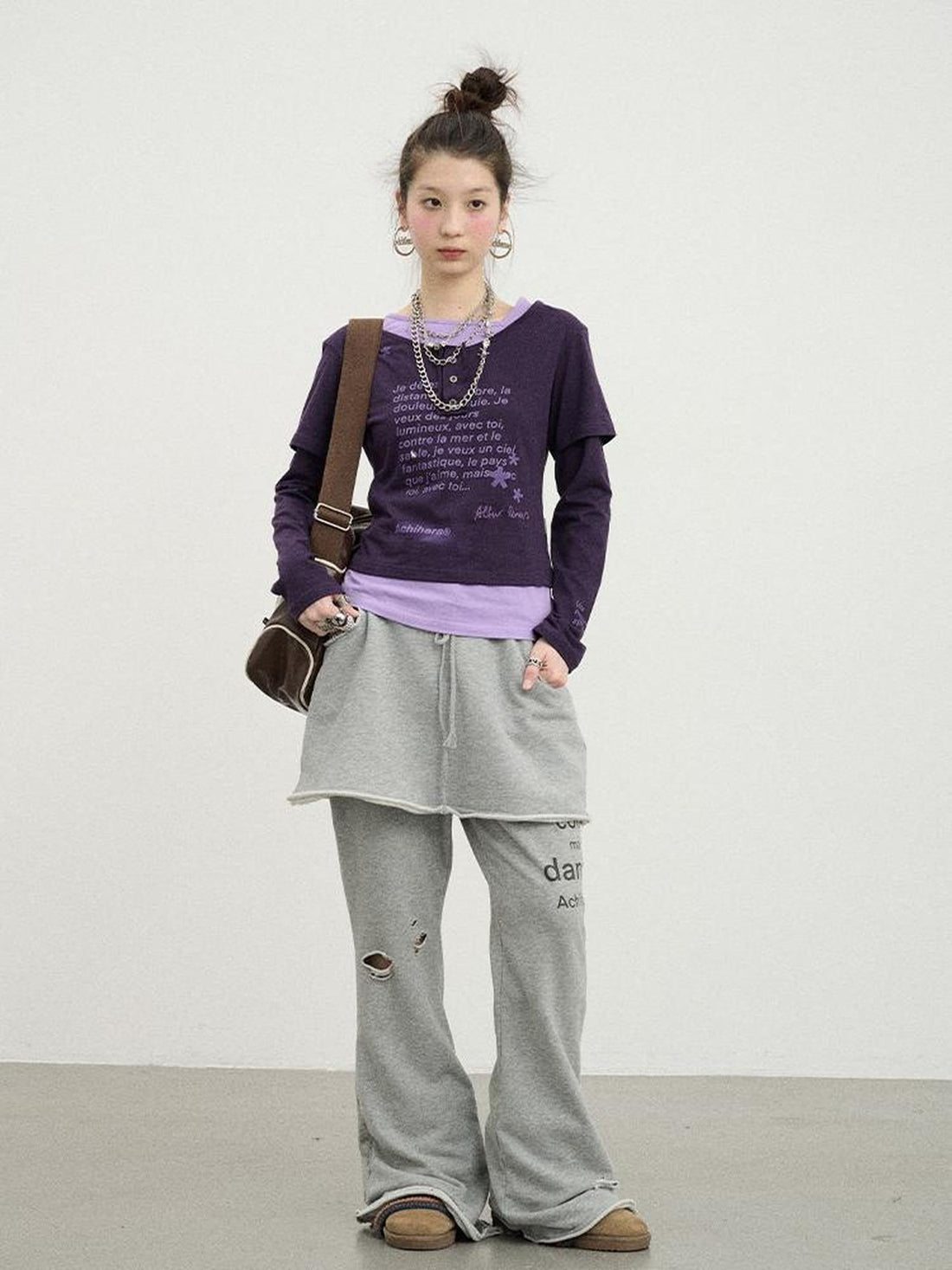 Achihara Sunday Park French Print Flared Pants