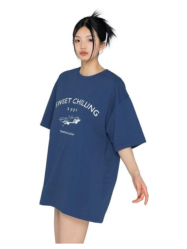 Sunset Graphic Cotton Tee Shorts Set for Women