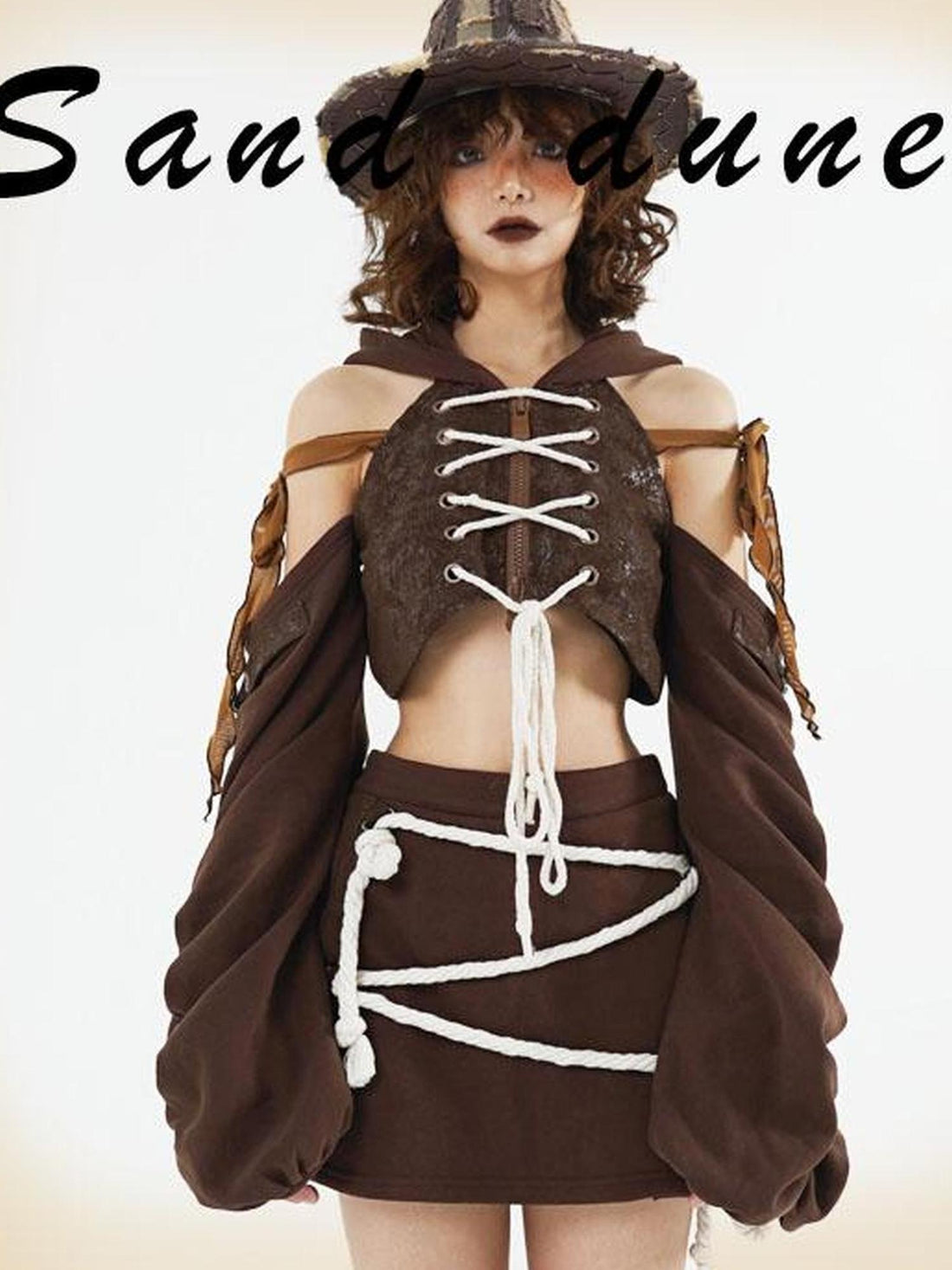 WSW WUSHENWU Sunset Knight Asymmetrical Sporty Sweatshirt Set