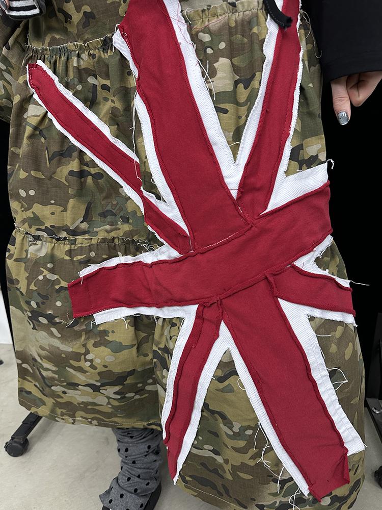 Super Stylish Union Jack Patch Camo Skirt Dresses