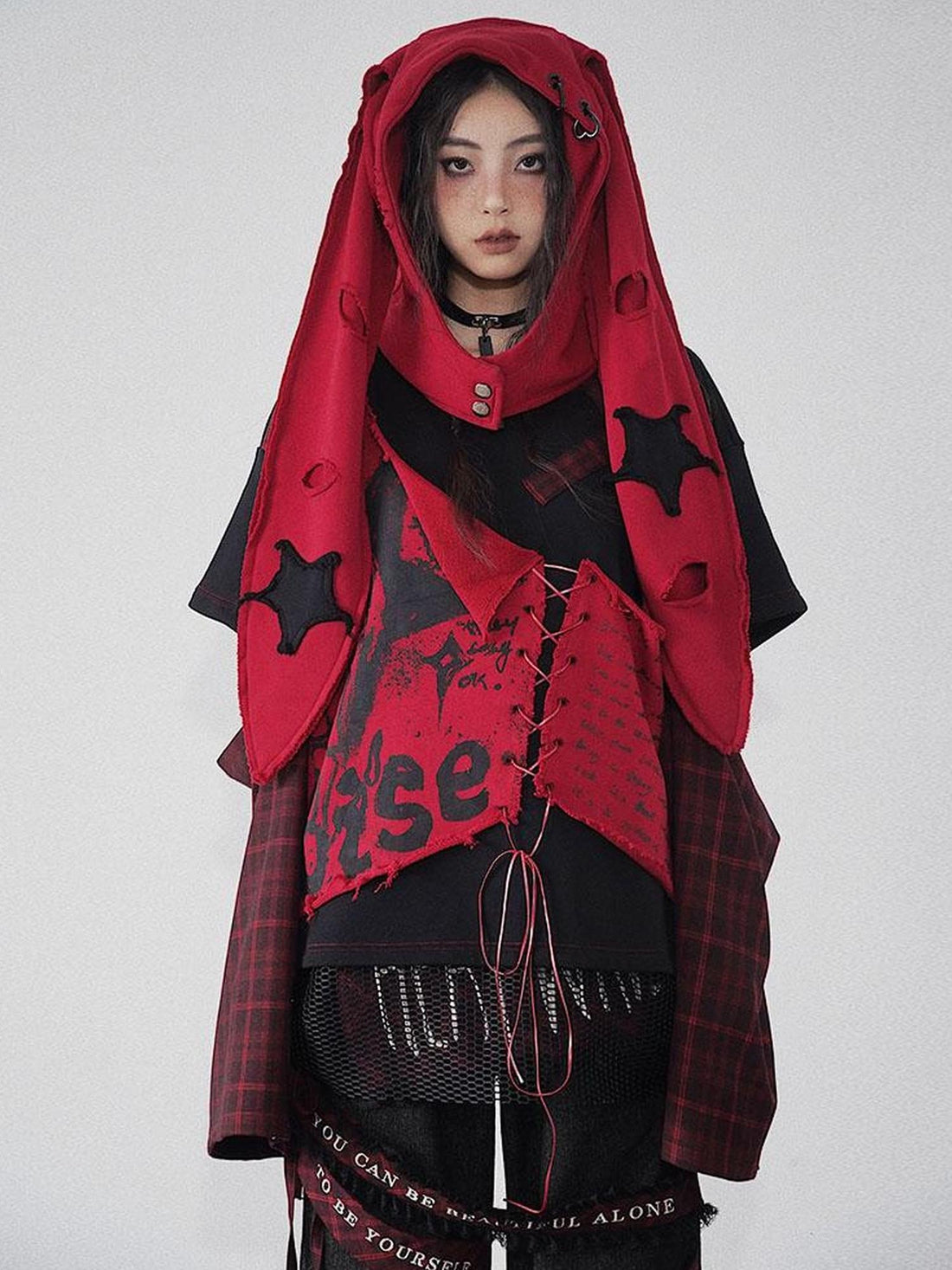 WSW WUSHENWU Surd Novel High Street Grid Patchwork Print Sportswear