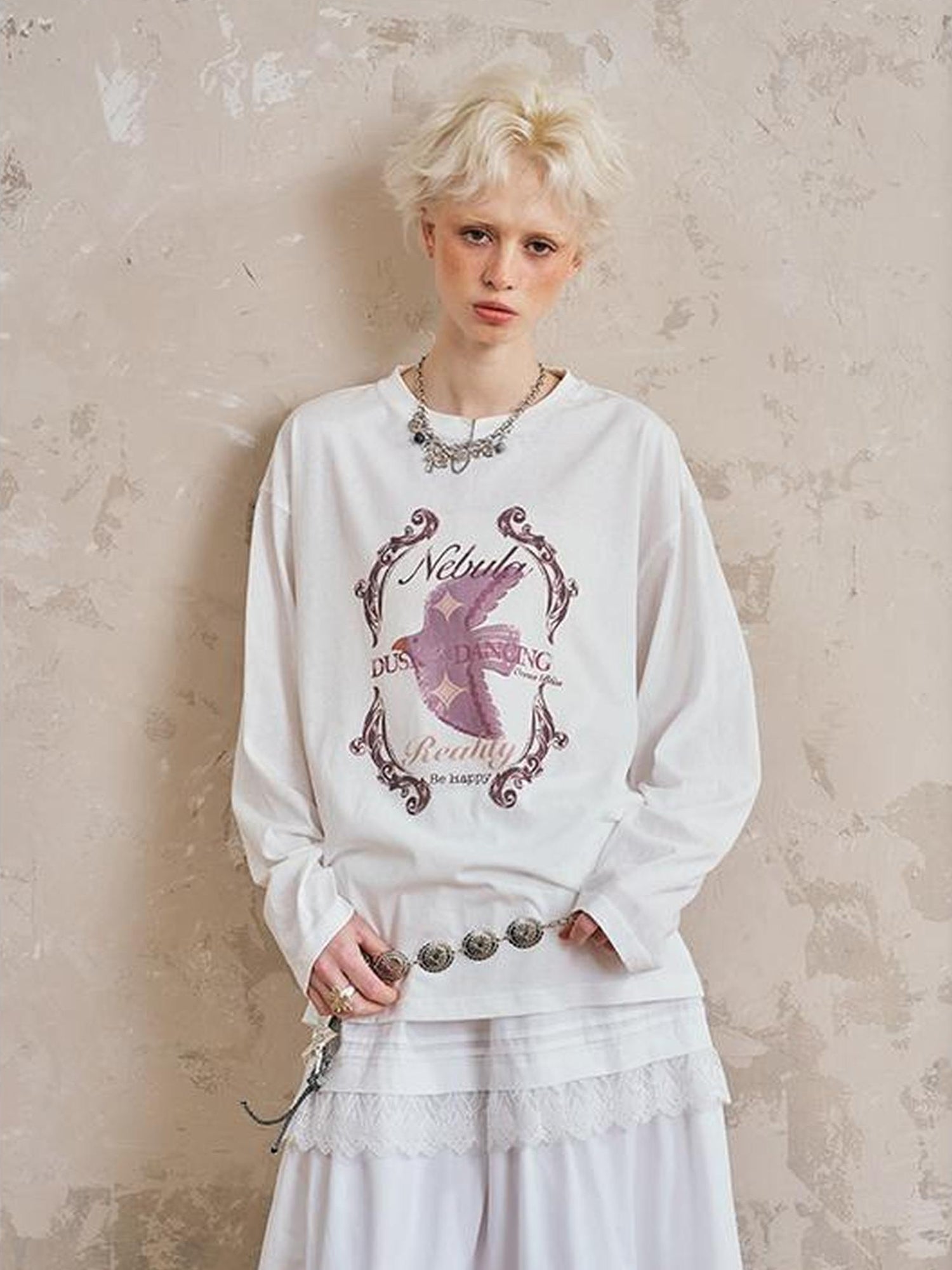 DIDDI MODA Swallow Print Tee Snake Pattern Pants Set
