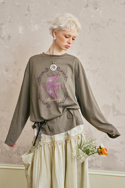 DIDDI MODA Swallow Print Tee Snake Pattern Pants Set
