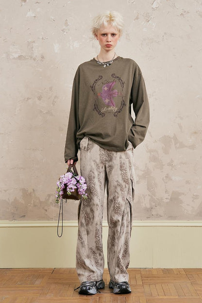 DIDDI MODA Swallow Print Tee Snake Pattern Pants Set