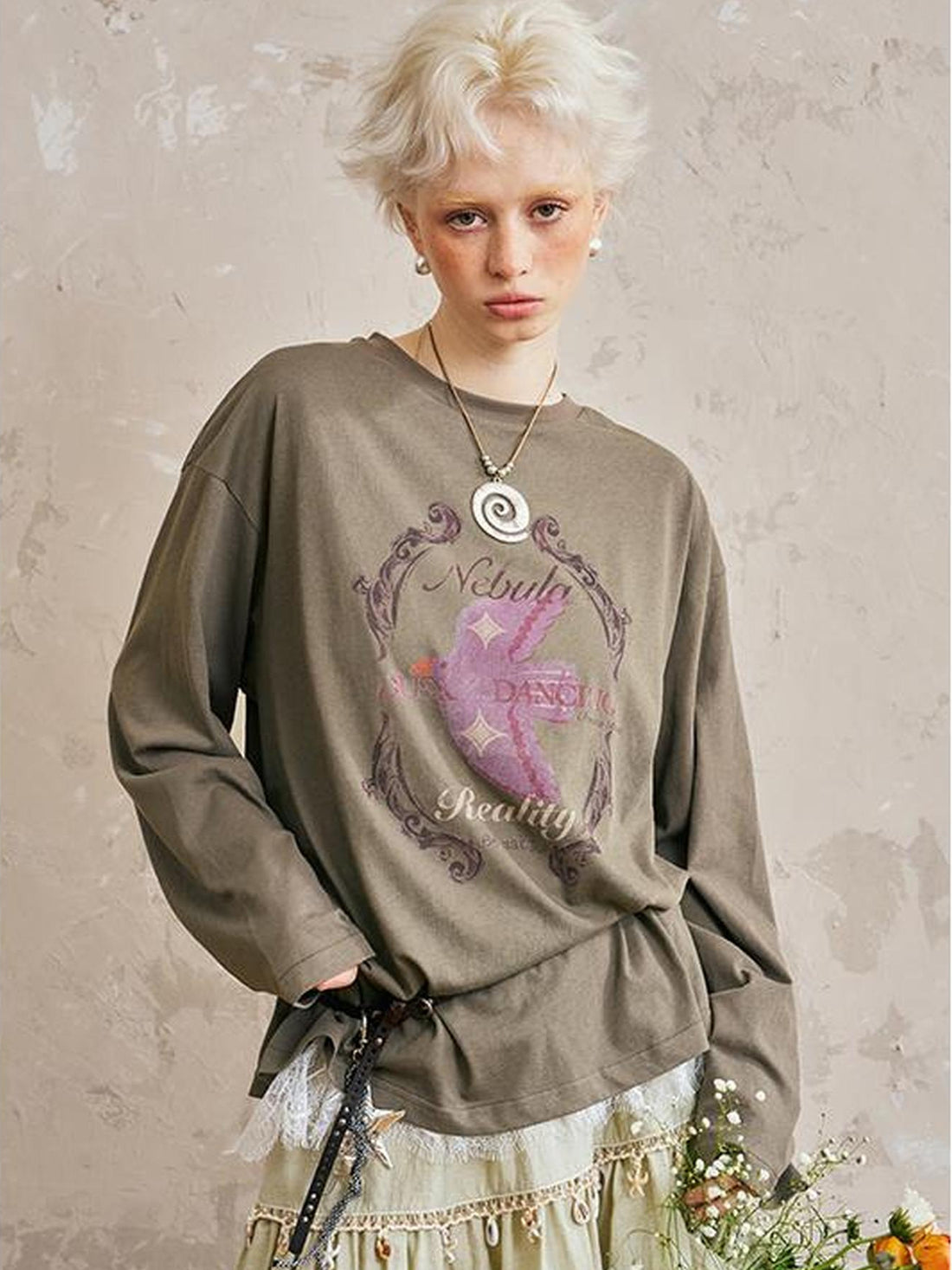 DIDDI MODA Swallow Print Tee Snake Pattern Pants Set