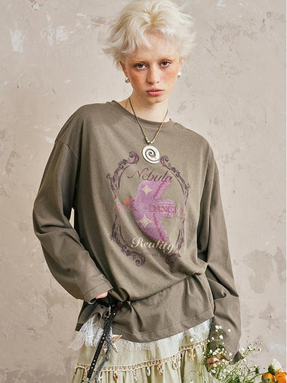 DIDDI MODA Swallow Print Tee Snake Pattern Pants Set