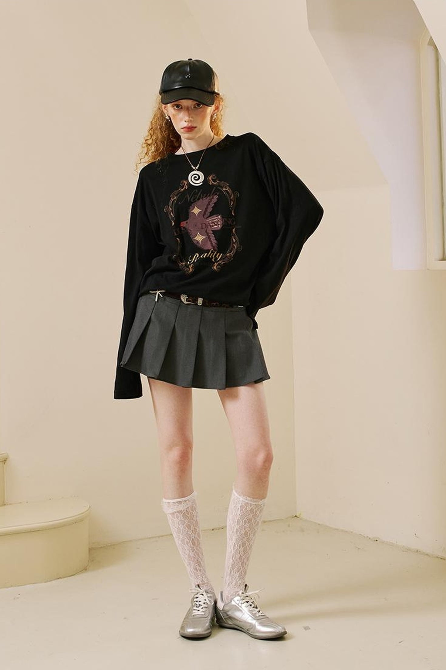 DIDDI MODA Swallow Print Tee Snake Pattern Pants Set