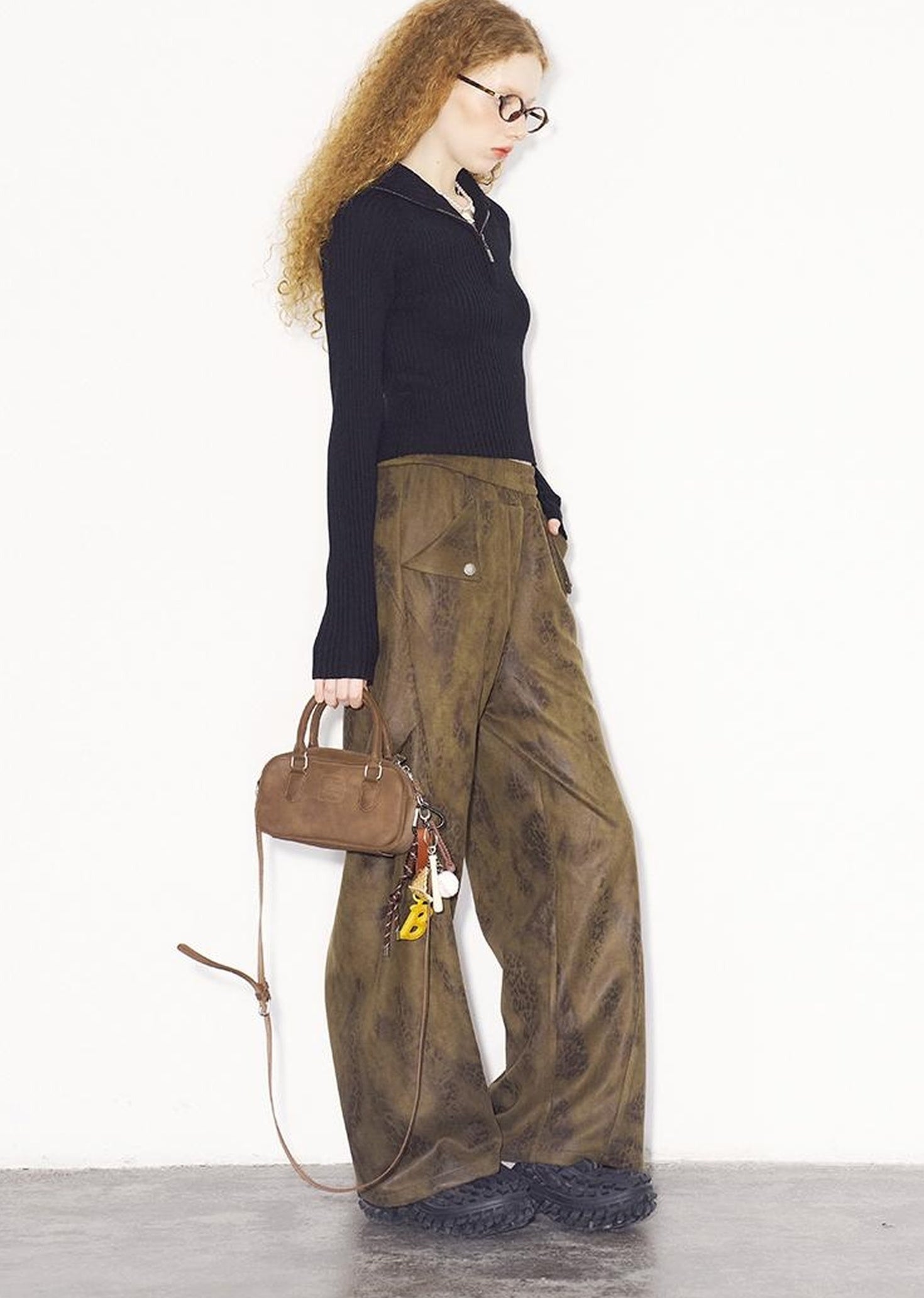 DIDDI MODA Swallow Print Tee Snake Pattern Pants Set