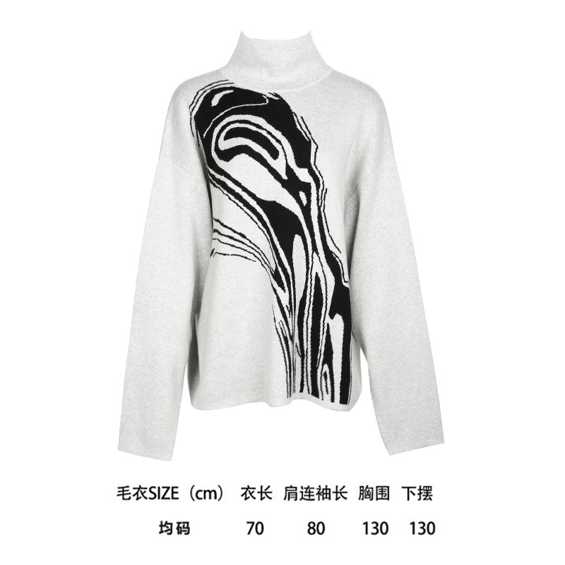 ALINNV STUDIO Two Sided Hand Painted Sweater And Straight Skirt Set