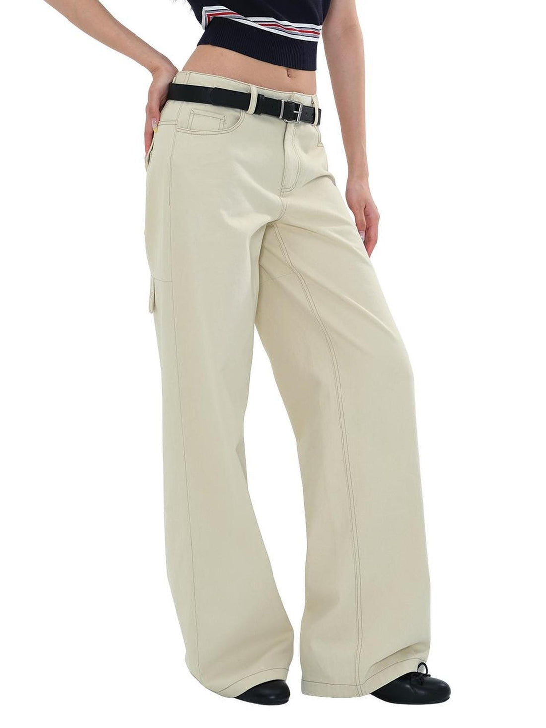 SweetChilling Adjustable Waist Straight Leg Cotton Women&