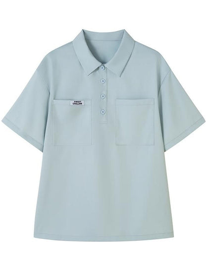 SweetChilling American Sporty Polo Collar Short Sleeve Women&