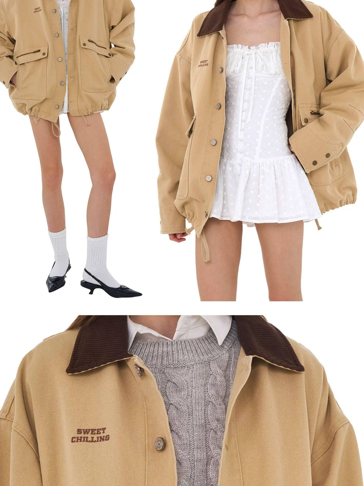 SweetChilling American Vintage Heavy Duty Fleece Lined Convertible Hem Women&